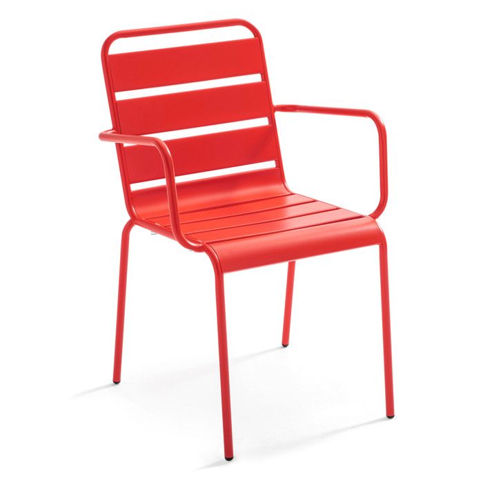 Fauteuil de jardin en métal rouge Palavas Oviala Fauteuil de jardin en métal rouge Palavas Oviala