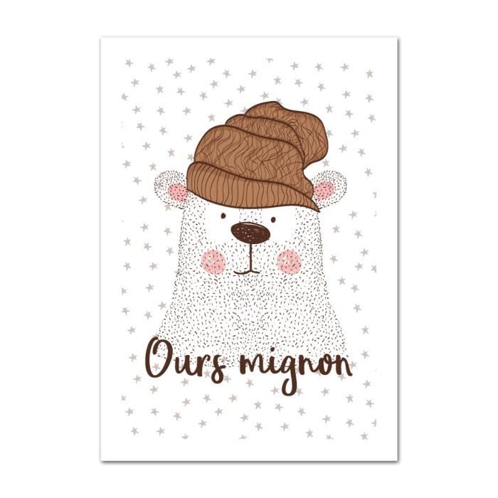 Poster Ourson Mignon Dimensions 21 X 30 Cm Papier Brillant Cdiscount Maison