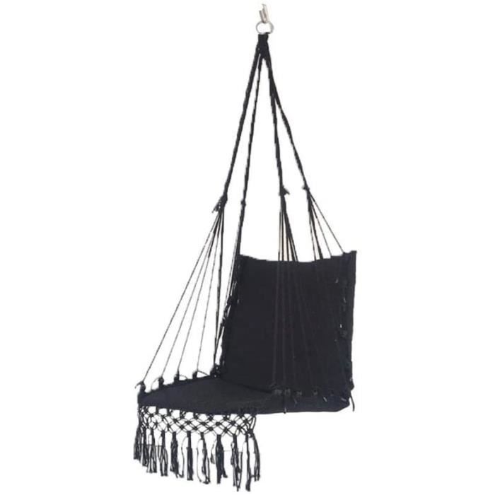 chaise hamac suspendue en dentelle - noir - élastique jusqu'à 150 kg