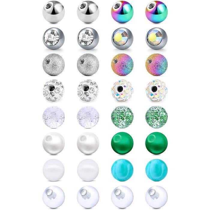 Piercing nombril Titane G23 Boules Acrylique 