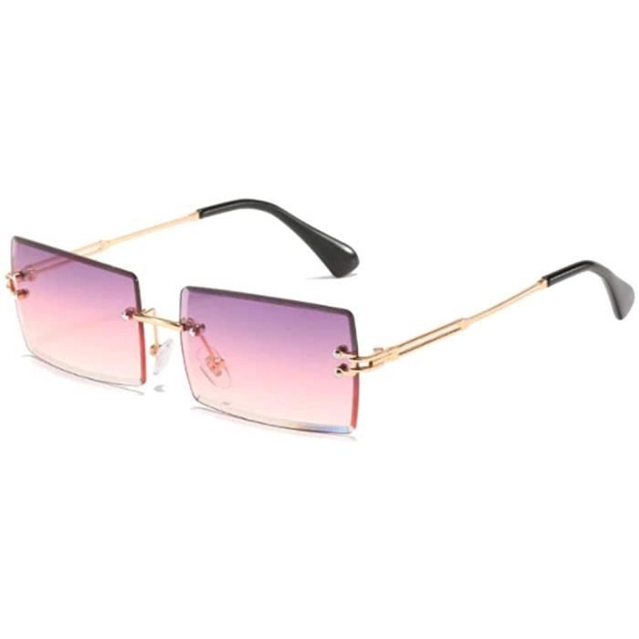 YOJUED Lunettes de Soleil sans Monture Vintage pour Femmes Hommes Lunettes Rectangulaires Rétro à la Mode