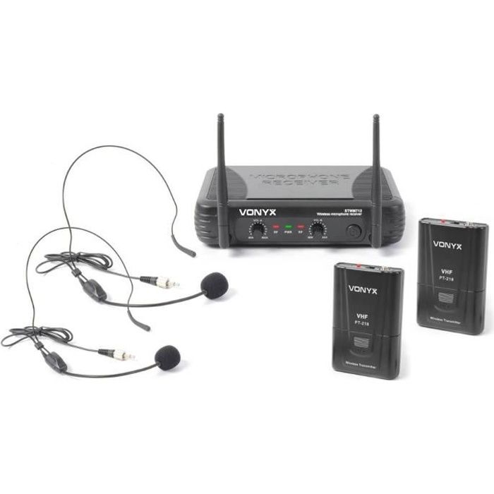 Micro sans fil - SKYTEC - STWM712H - 2 canaux - Portée 50 mètres - 2 émetteurs serre-tête