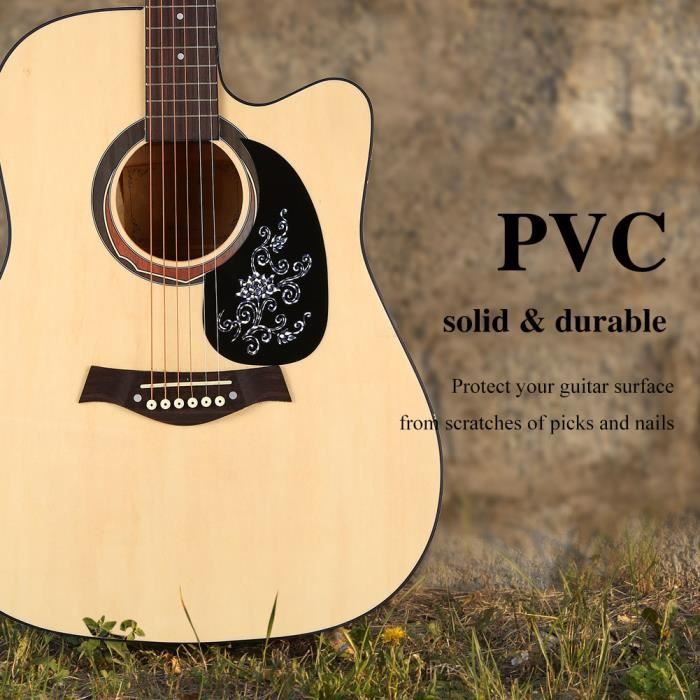 Sonew Pickguard à motif de vigne 2Pcs Autocollant Pickguard Pickguard en  forme de virgule pour guitare acoustique (Silver Vine)