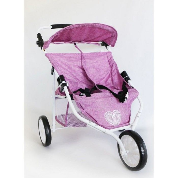 Poussette Jogger 3 roues pour poup es jumelles BAYER CHIC 2000 jean rose Mixte A partir de 3 ans