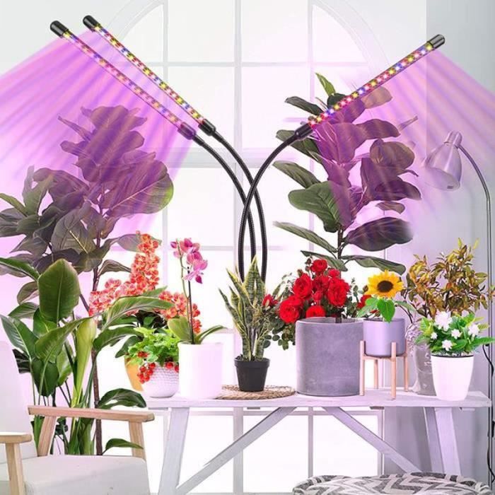 infinitoo Upgrade Grow Light Full Spectrum Lampe LED pour plantes avec 60 LEDs 3 têtes avec col de cygne flexible 360 degrés avec minuteur 3/6/12 h 