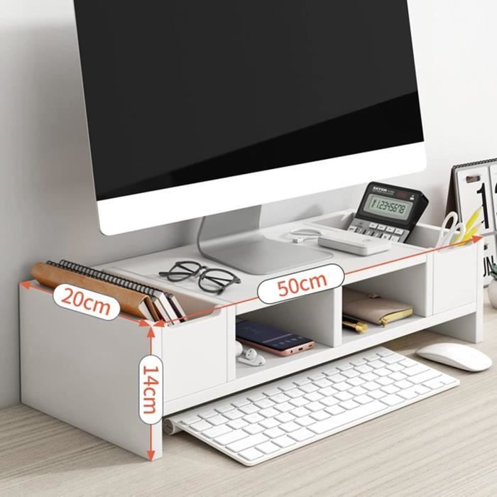Support D’écran Avec Tiroir IKEA Elloven – Anthracite, En Bambou Et Aluminium, Rangement Bureau