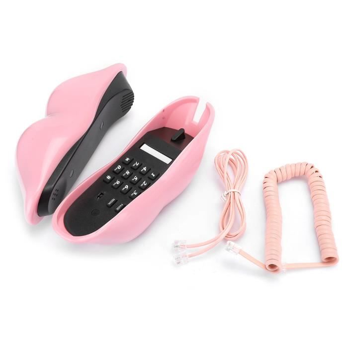 Téléphone à Lèvres, Téléphone Fixe en Forme de Lèvre Dorée à