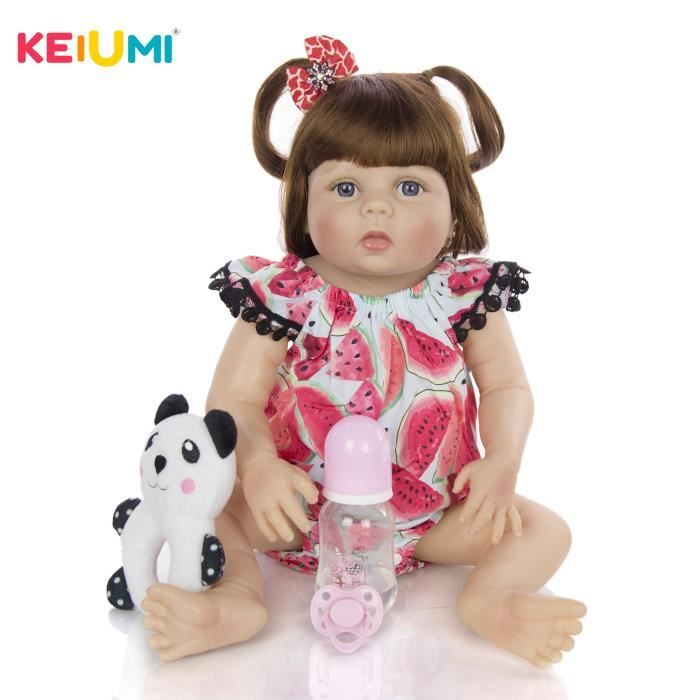 Poupée Reborn Fille 45cm, Yeux Marron, Hyper Réaliste, Faite Main