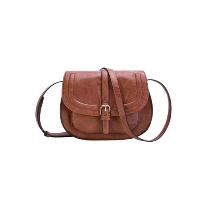 Sac Bandoulière Femme En Cuir PU - Style Rétro, Imperméable, Dimensions 23x12x17 Cm - 8