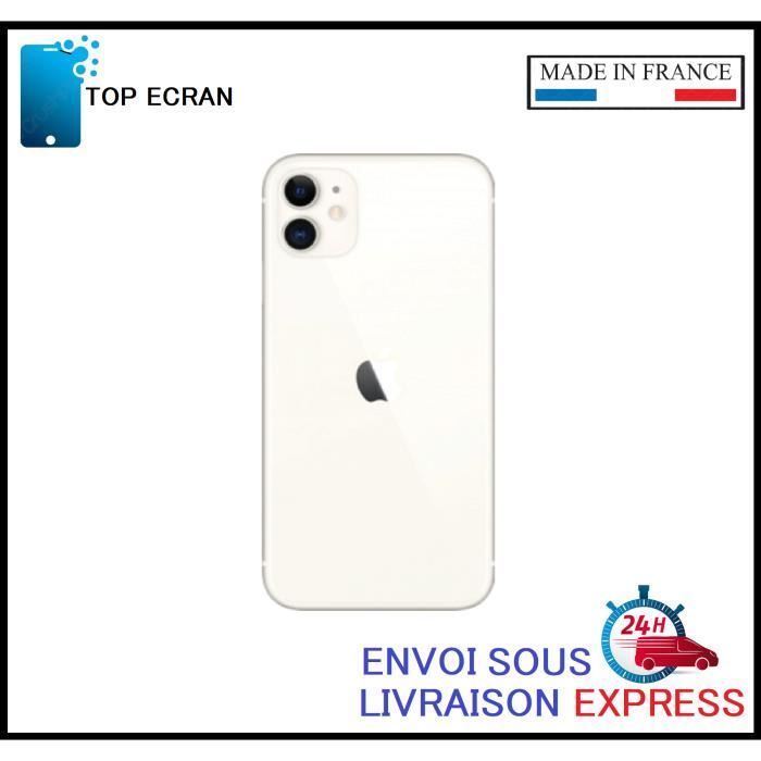 Vitre arrière pour Iphone 11 BLANC avec LOGO et Adhesif