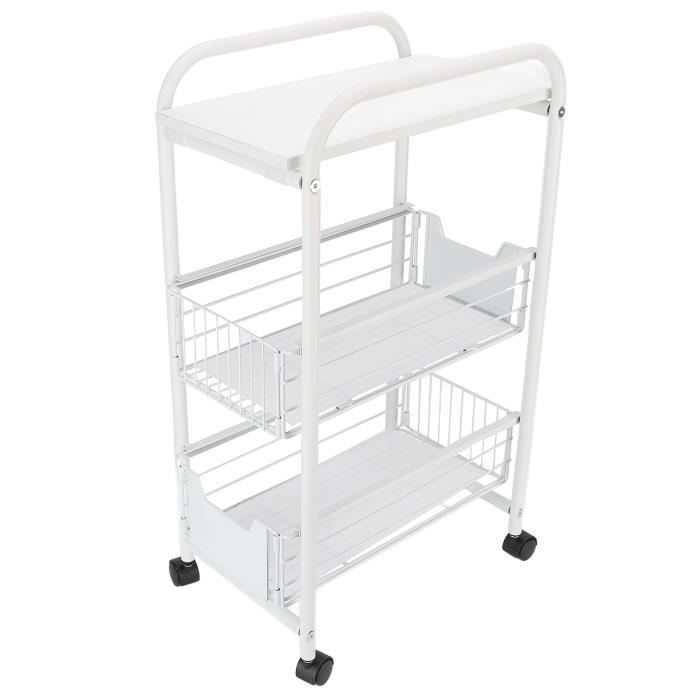 OVICAR Chariot De Cuisine 3 Niveaux En Métal Noir - Chariot Utilitaire à Roulettes Avec 4 Crochets Pour Rangement Cuisine Et Salle De Bain