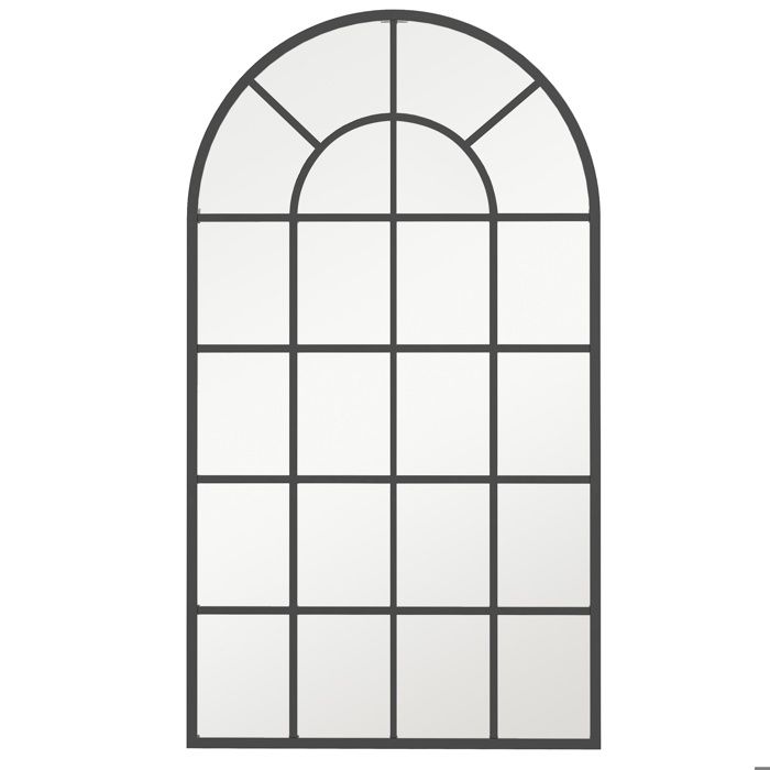 Miroir verrière - HOMCOM - arche style industriel fenêtre arcade décoration murale salon - métal - 110x65cm - noir