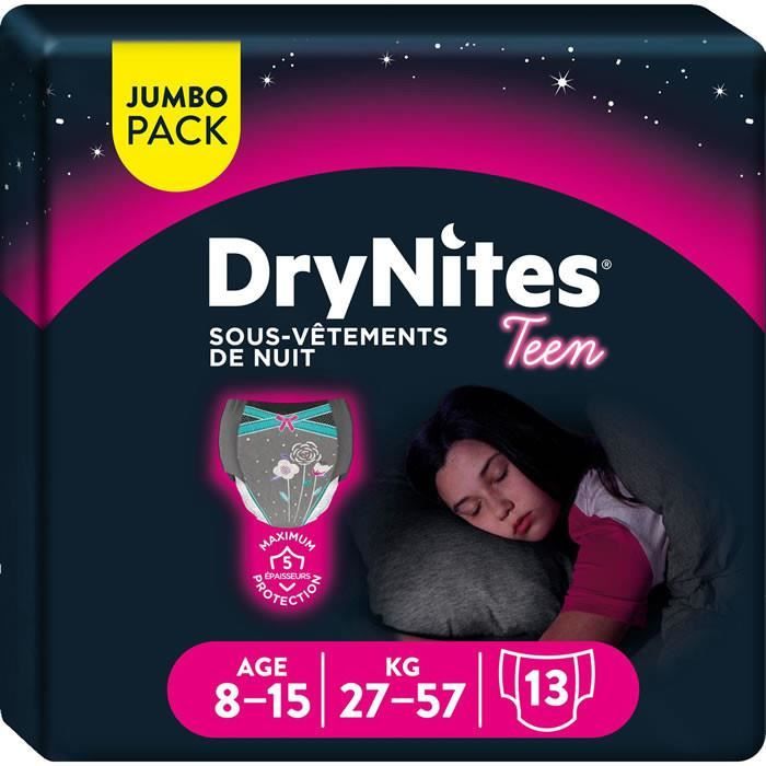 HUGGIES DryNites culottes de nuit absorbantes filles 8-15 ans 13 culottes  pas cher 