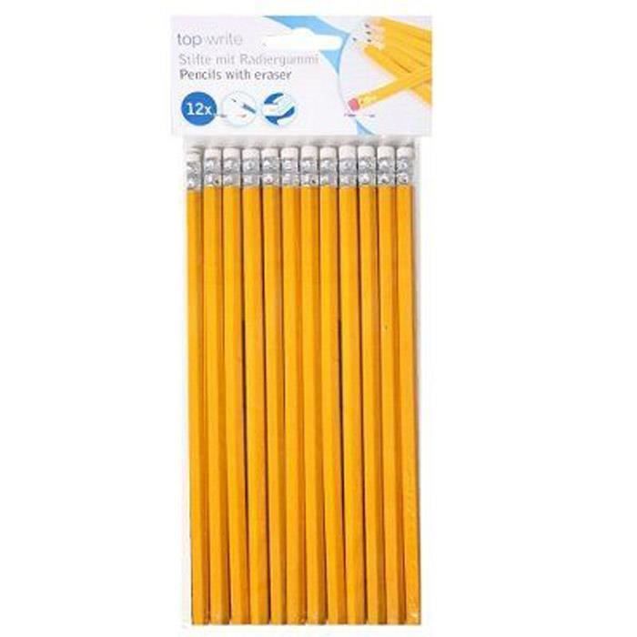 Lot de 12 crayons à papier HB avec gomme - Avec 12 gommes - Petites gommes  amusantes - Pour l'école, la papeterie, les anniversaires d'enfants