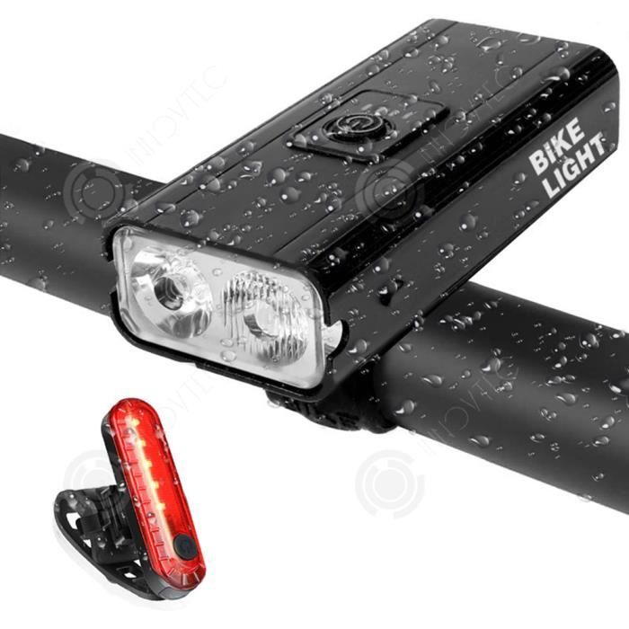 INN® Lumière avant de montagne Lumière de vélo forte lumière Charge USB avec batterie affichage noir voyant de vélo