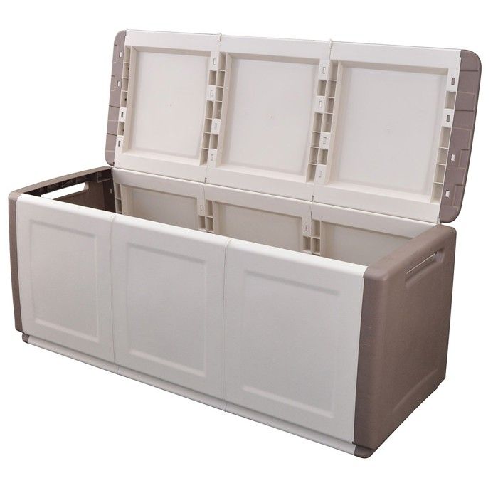 Cassapanca INTEC 330L Grigio/Nero - Polipropilene, Resistente Alle Intemperie, 138x53x57 Cm, Bloccabile