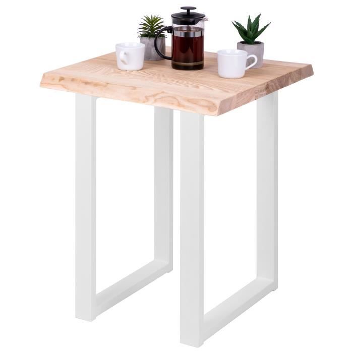 lamo manufaktur table de bar cuisine - table haute industrielle - table haute en bois - 60x60x76 cm - blanc - loft - sévère