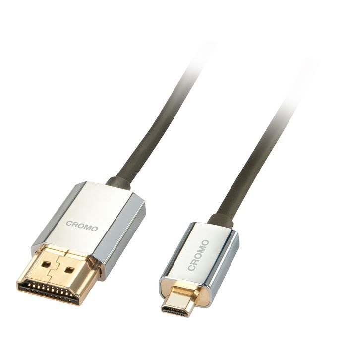LINDY Câble HDMI® Slim - compatible HDMI 2.0 Ultra HD avec Ethernet CROMO® - type A/D - 2m