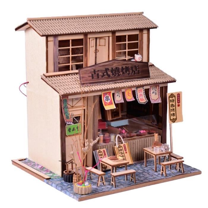 34Pcs/ Set Vintage Mobilier en bois Maison de Poupées Miniature Jouets Enfants Cadeaux Neuf