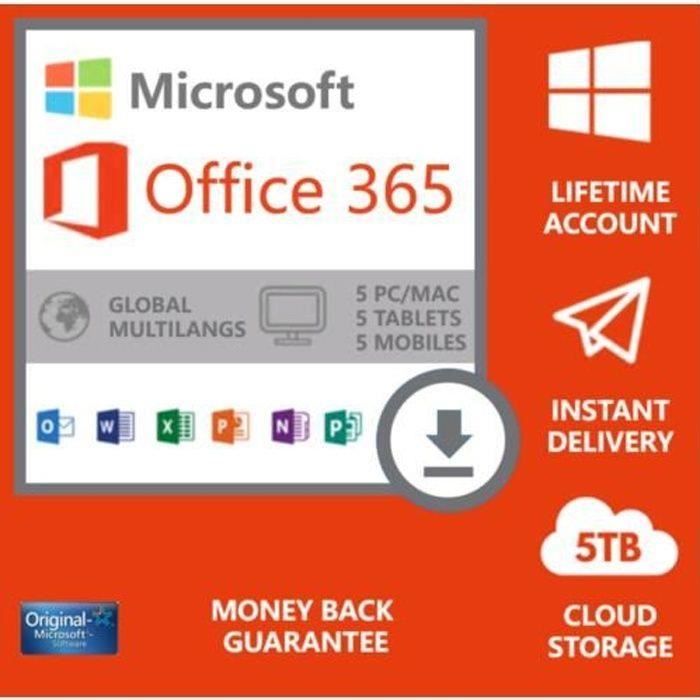 LOGICIEL UTILITAIRE A TELECHARGER MICROSOFT OFFICE 365 HOME 5 USERS - A TELECHARGER