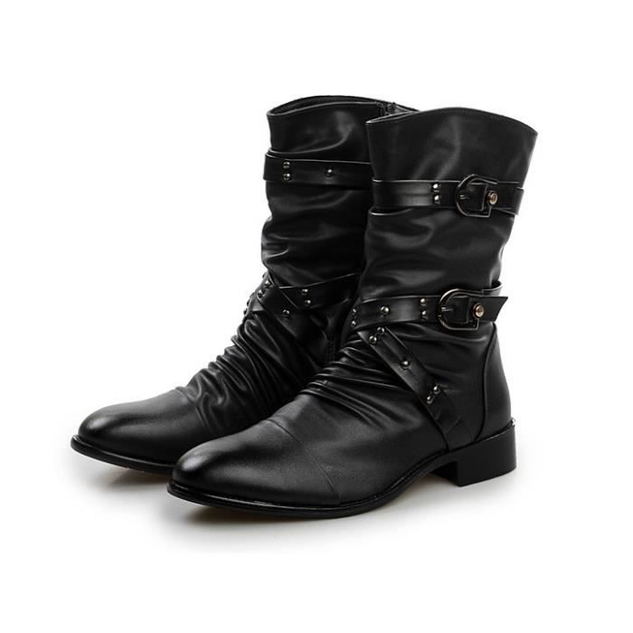 bottes homme cuir mi mollet