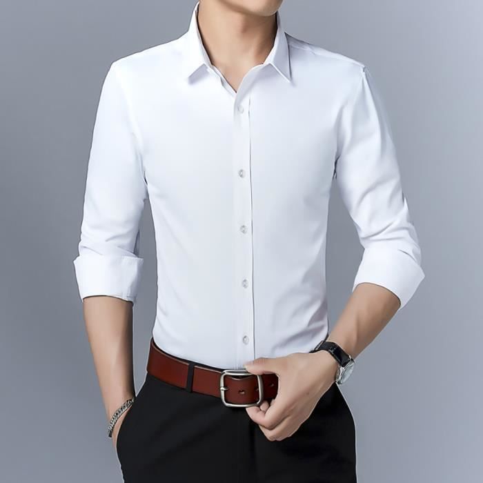 Chemise Cotton Couleur unie de Ville Homme Chemise Cotton de Ville
