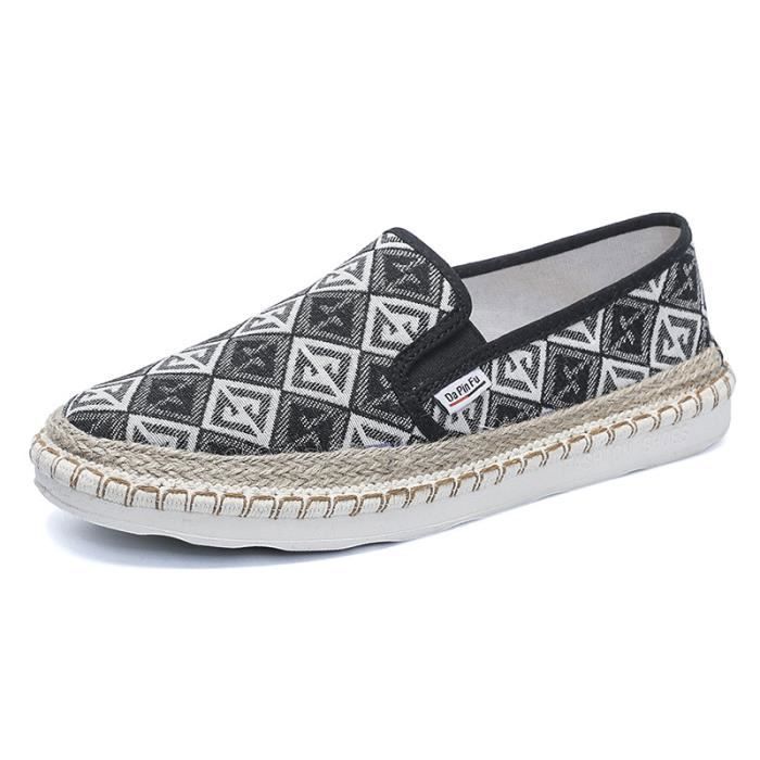 INSFITY Espadrilles Hommes Classique en Lin - Noir