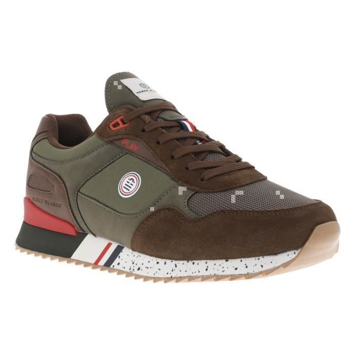 Serge Blanco Baskets Homme - SERGE BLANCO - Play - Kaki - Cuir - Lacets