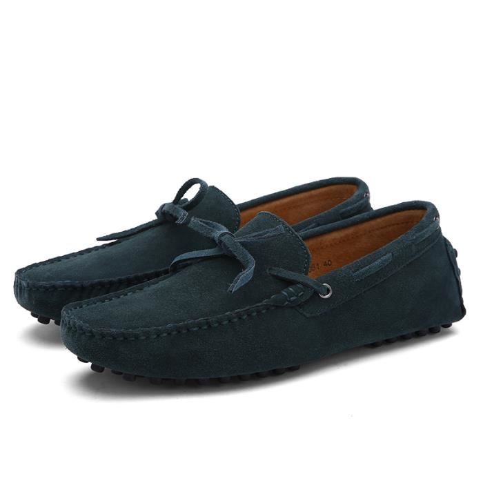 chaussures cuir vert homme