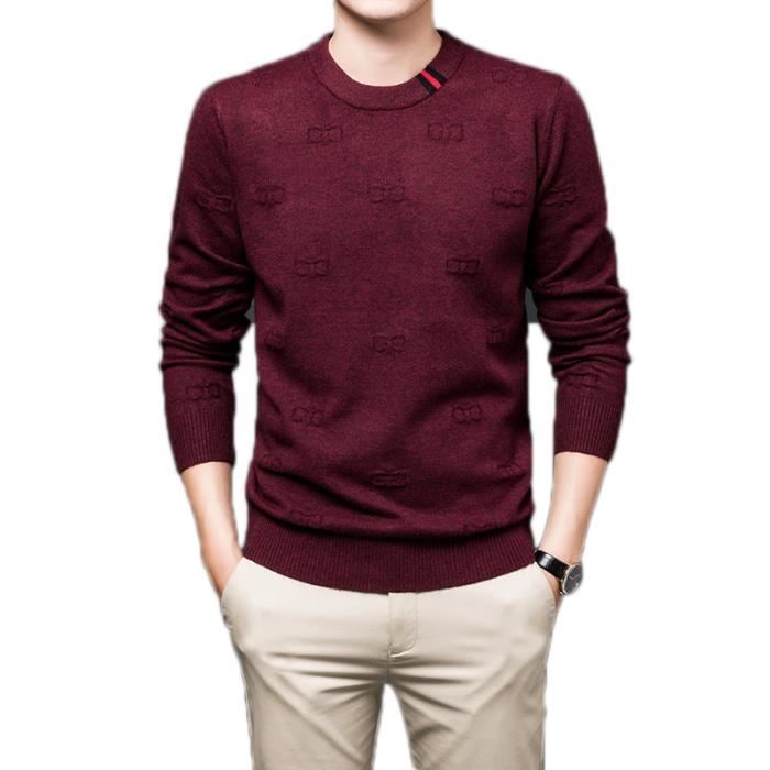 Comilaka Pull Homme Col Arrondi Manches Longues Sweater Tricoté Pullover Classique Chaud Pour Hiver