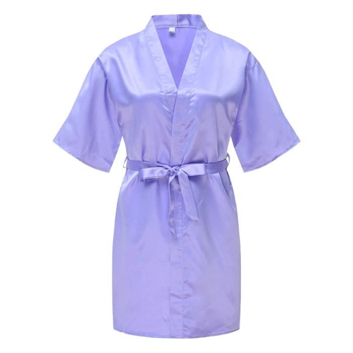 Kimono Japonais Fille Enfant - Peignoir Satin Robe De Chambre Manches Longues Pour Fête Et Mariage