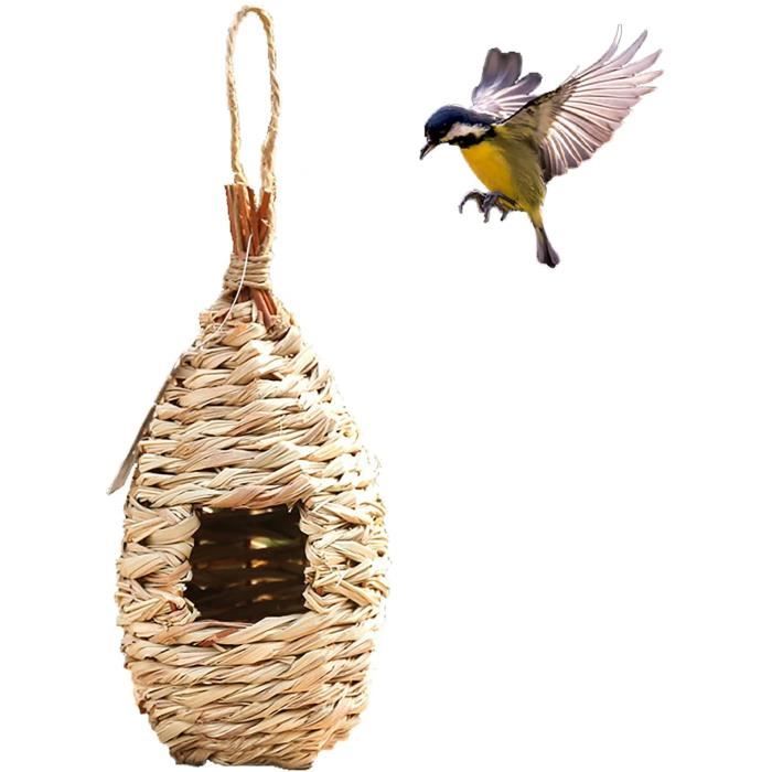 Lot De 2 Nichoirs Oiseaux Tissés Naturels Suspendus – Maisonnette Pour Oiseaux Sauvages, Décoration Jardin Écologique