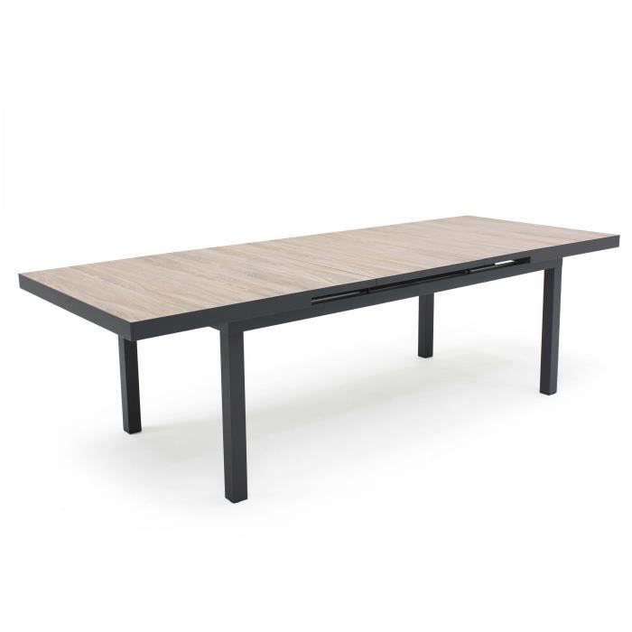table de salle à manger - 260 x 100 x 75 cm - aluminium - oviala - marron