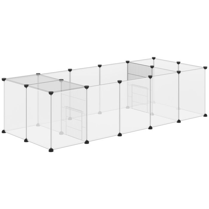 Enclos parc - PawHut - modulable petits animaux 20 panneaux cochons dinde habitat - plastique - 175x70x45cm - blanc