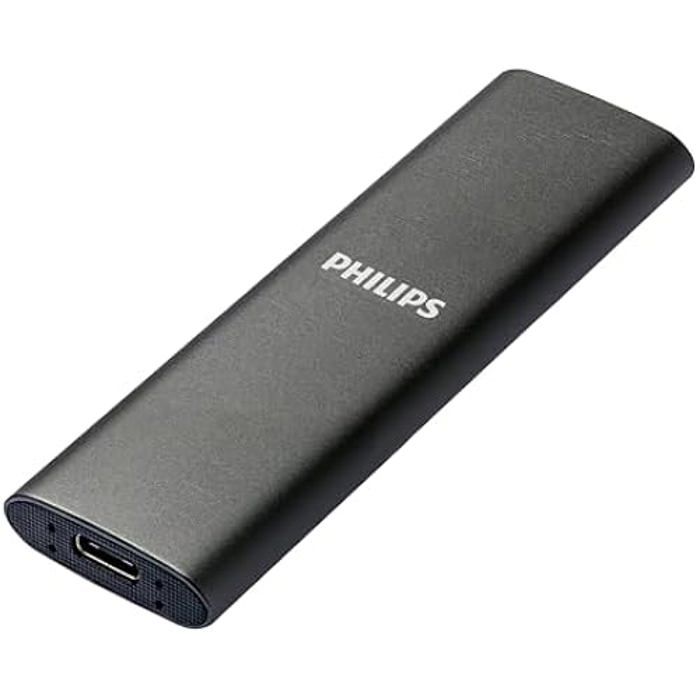 SSD Externe – PHILIPS – 500 Go – Ultra Fin – Vitesse de Lecture jusquà 540 Mo/s – USB-C