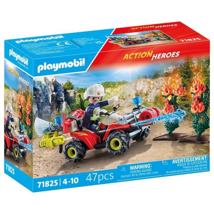 Pompier Avec Quad Et Arbustes Enflammés Playmobil La Boite - vue 7