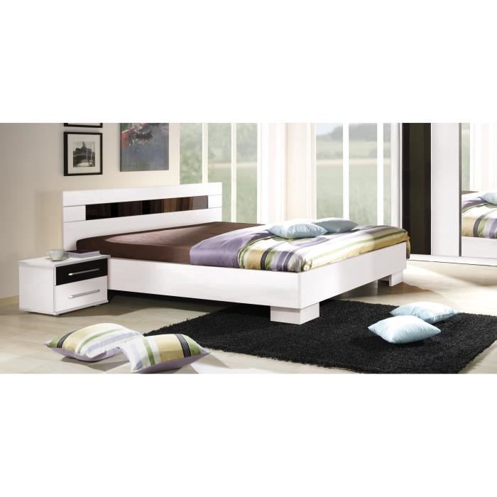 Lit DUBLIN blanc 160 x 200 cm idéal pour chambre à coucher. Meuble design Blanc Lit DUBLIN blanc 160 x 200 cm idéal pour chambre à coucher. Meuble design Blanc