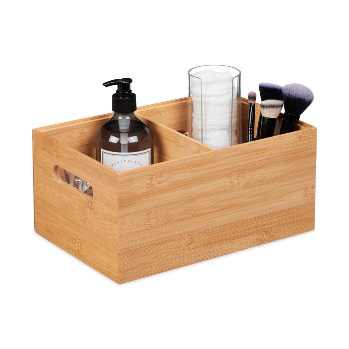 MobileVision Set Di 2 Grandi Cassetti Impilabili In Bambù - Organizer Da Scrivania 34x24x7,6 Cm - Soluzione D'Archivio Per Ufficio E Casa - 3