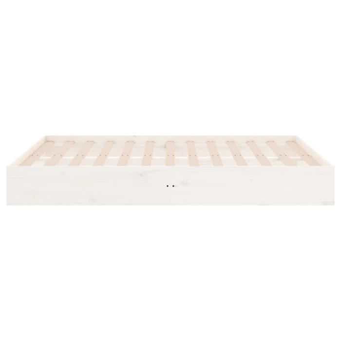 Lit Double Lit Adulte Cadre De Lit - Blanc 140 X 200 Cm Bois Massif En Pin 98932384