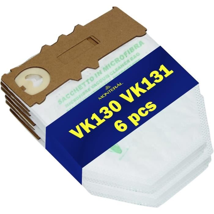 6 Sacchetti Aspirapolvere Premium In Microfibra Per Folletto Vorwerk Kobold VK130, VK131, SC - Compatibili