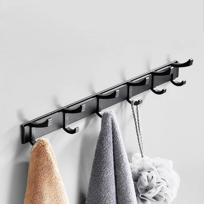 Cintre De Porte 6 Crochets Noir Robuste Pour Manteaux, Serviettes, Clés