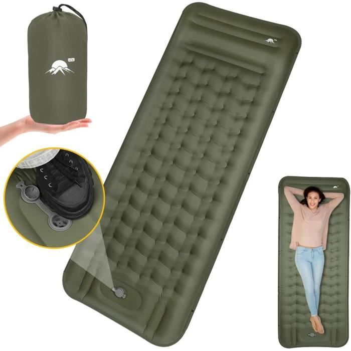 Matelas Camping Autogonflant 200x122cm - Pompe Intégrée - Imperméable - Pour 2 Personnes