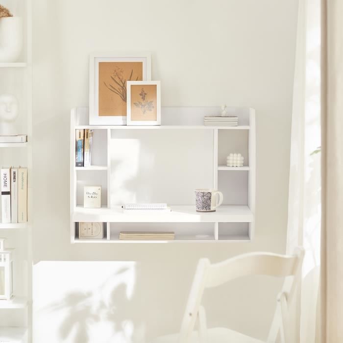 Sopbuy Fwt18 W Bureau Avec Etagere Integree Blanc Achat Vente Etagere Murale Table Murale Fwt18 Cdiscount