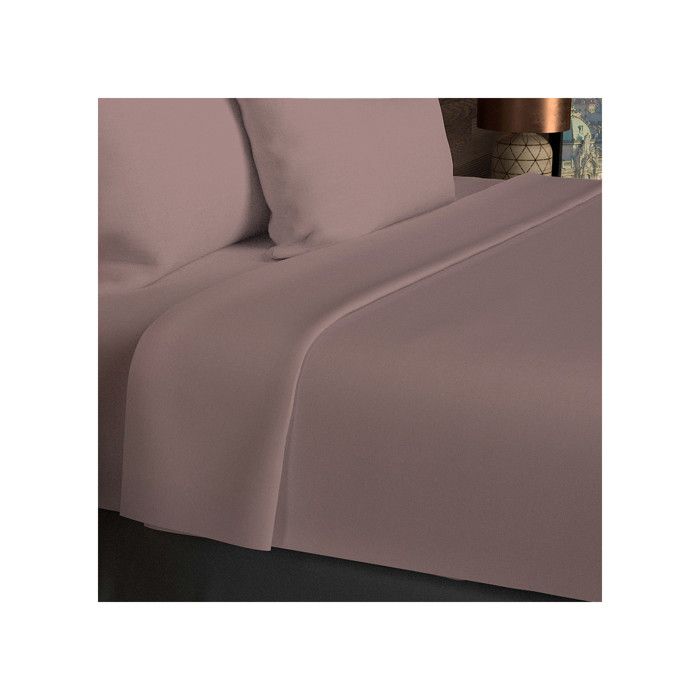 Drap plat en coton 57 fils 260x300 cm UNI vieux rose par Soleil docre Drap plat en coton 57 fils 260x300 cm UNI vieux rose par Soleil docre