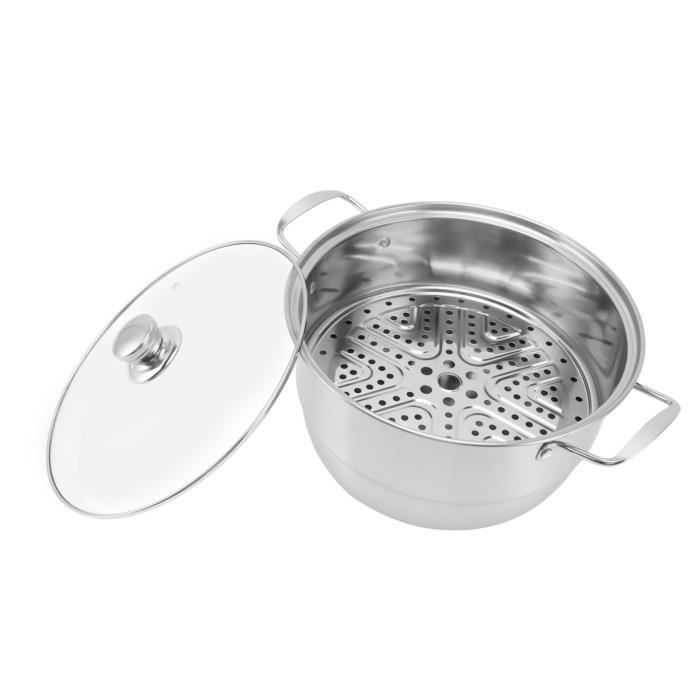 Set Cuiseur Vapeur HOMICHEF - 3 Pièces Inox Sans Nickel - Pour Légumes Entiers