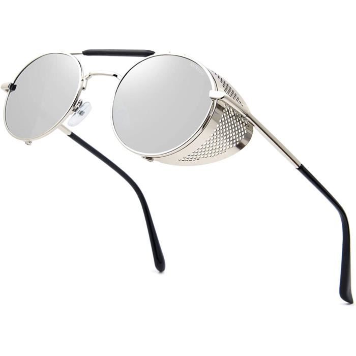 Lunettes De Soleil Steampunk Rétro Ronde - Polarisées UV400, Homme Femme Vintage Cerclées, Protection Et Style