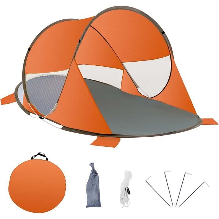 OutdoorMaster Tente De Plage Pop-up XL Pour 3-4 Personnes - Installation En Secondes, Protection UV UPF50+ Et Auvent Pliable