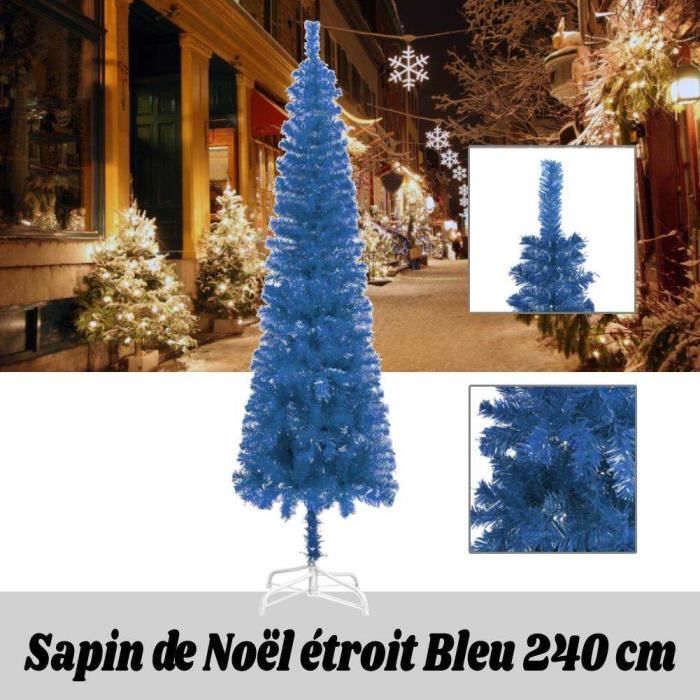 Sapin de Noël étroit - Décorations de Noël - Bleu 240 cm COC-2