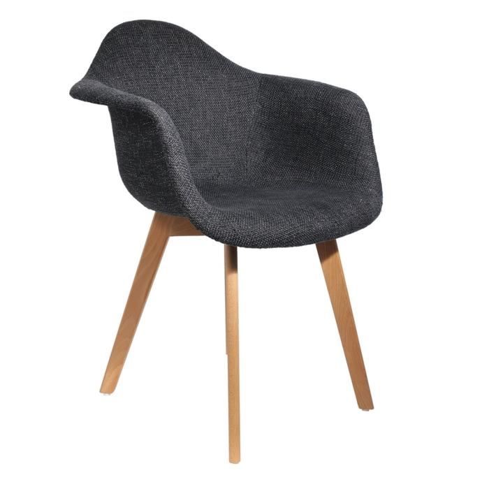fauteuil - the concept factory - flora - style scandinave - noir - assise et dossier à grosse maille