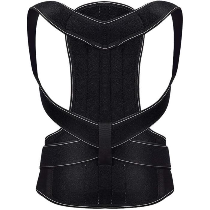 Correcteur De Posture Réglable - Bretelles Dos Et épaules - Néoprène Noir - Taille Unique Unisexe